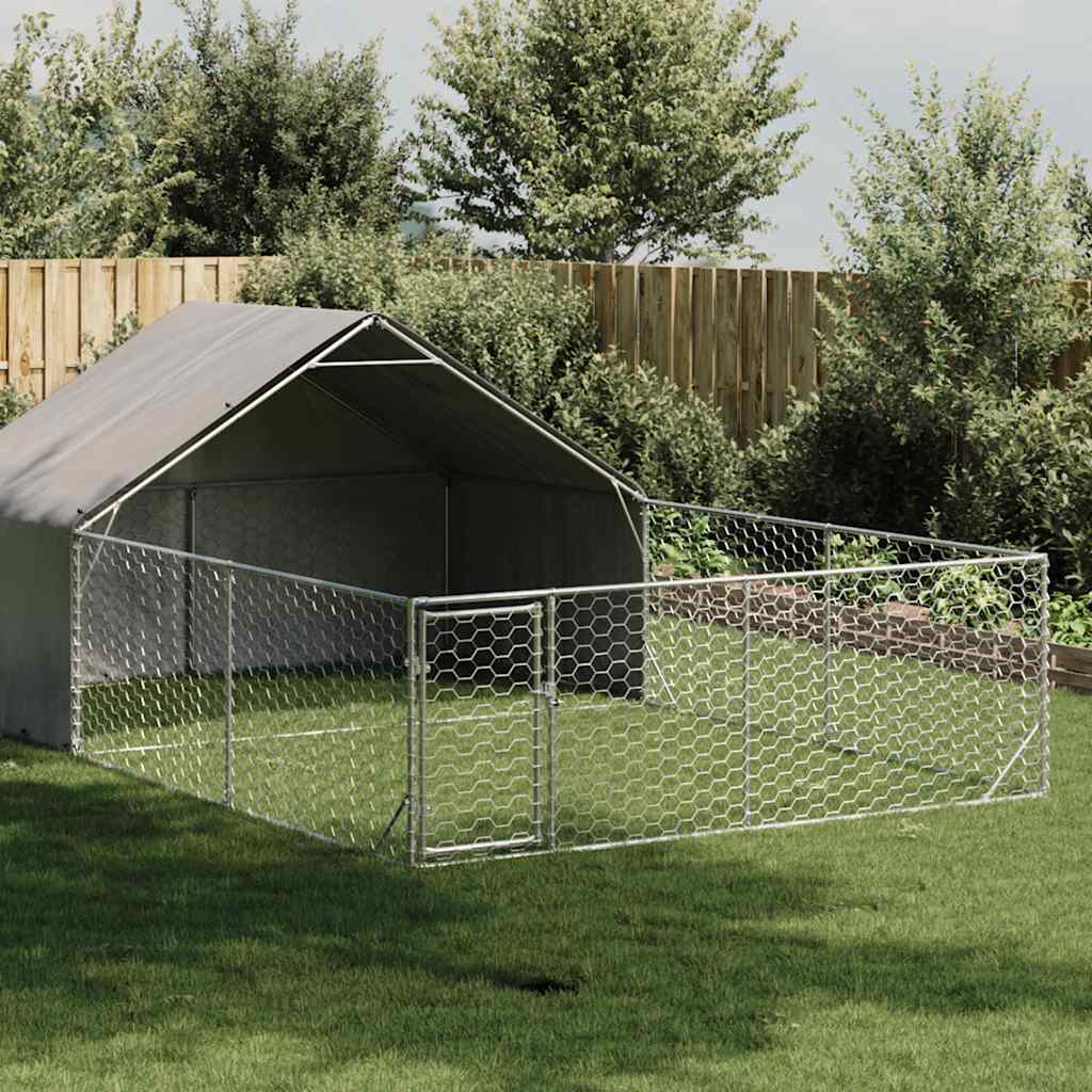 Hondenkennel Met Ren 7X2X1,5 M Gegalvaniseerd Staal