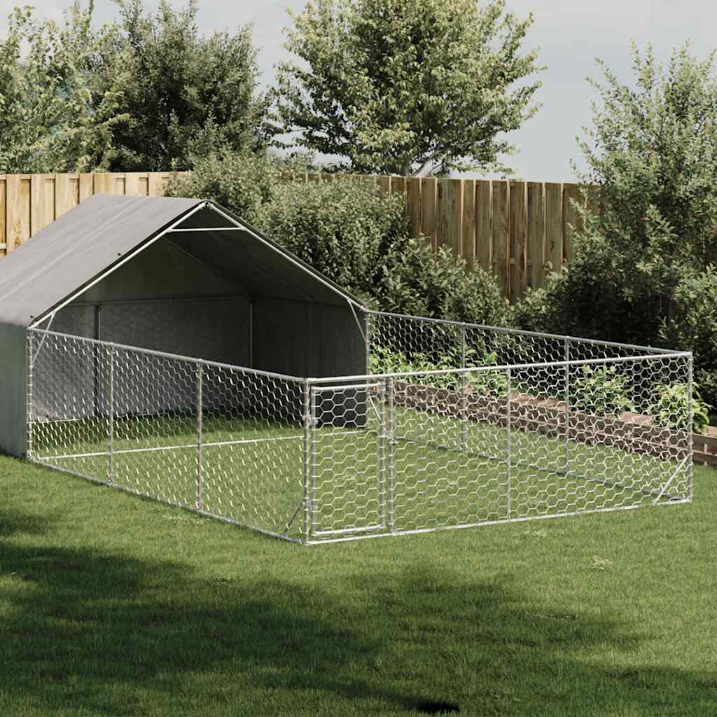 Hondenkennel Met Ren 7X2X1,5 M Gegalvaniseerd Staal
