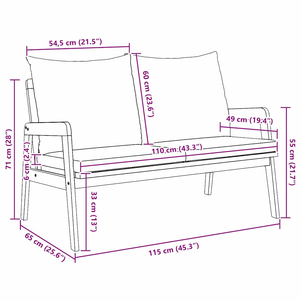 Tuin Olie Naturel 115 X 65 X 71 Cm Massief Acaciahout