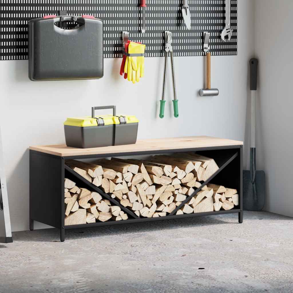 Brandhoutrek Met Houten Blad 100,5X35,5X40 Cm