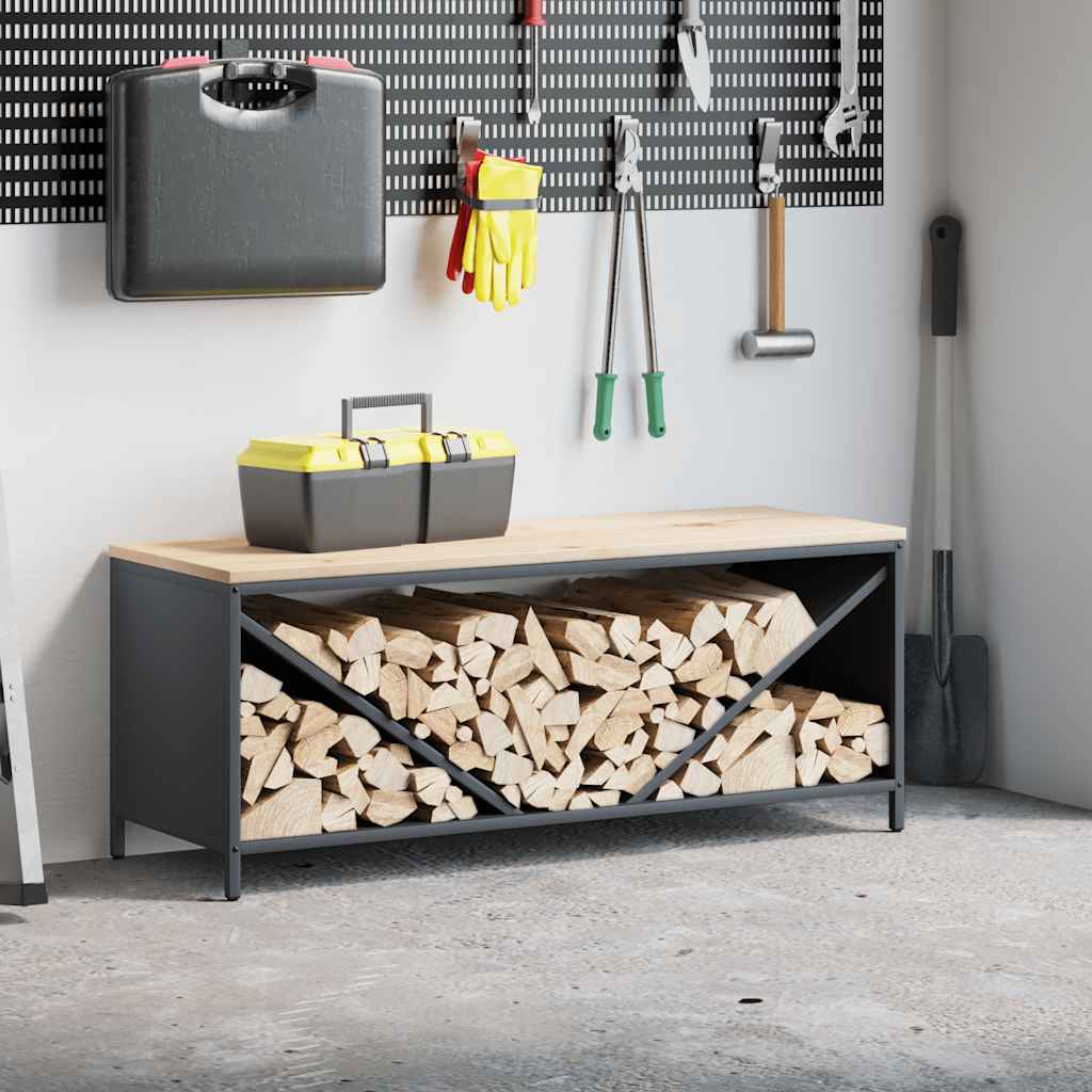 Brandhoutrek Met Houten Blad 100,5X35,5X40 Cm