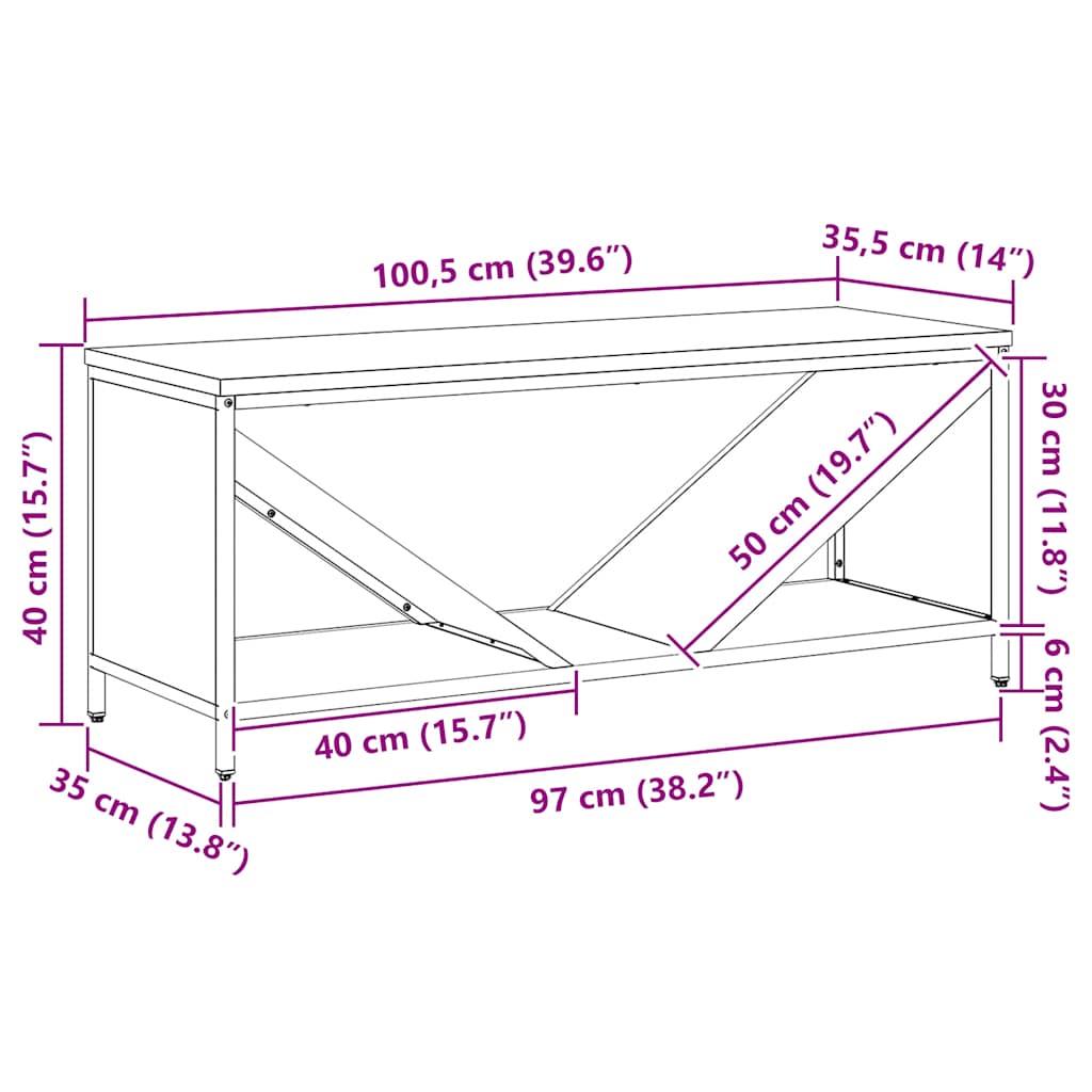 Brandhoutrek Met Houten Blad 100,5X35,5X40 Cm