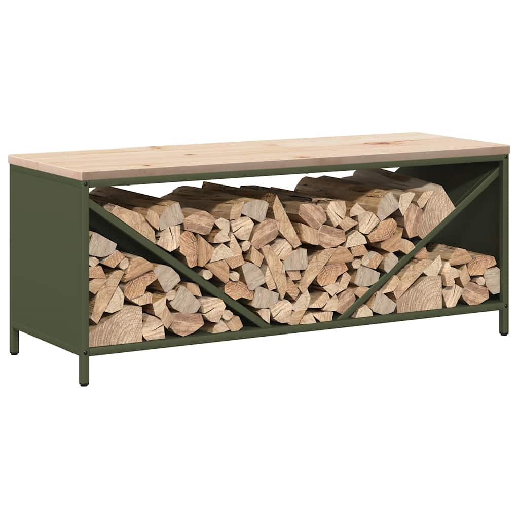 Brandhoutrek Met Houten Blad 100,5X35,5X40 Cm