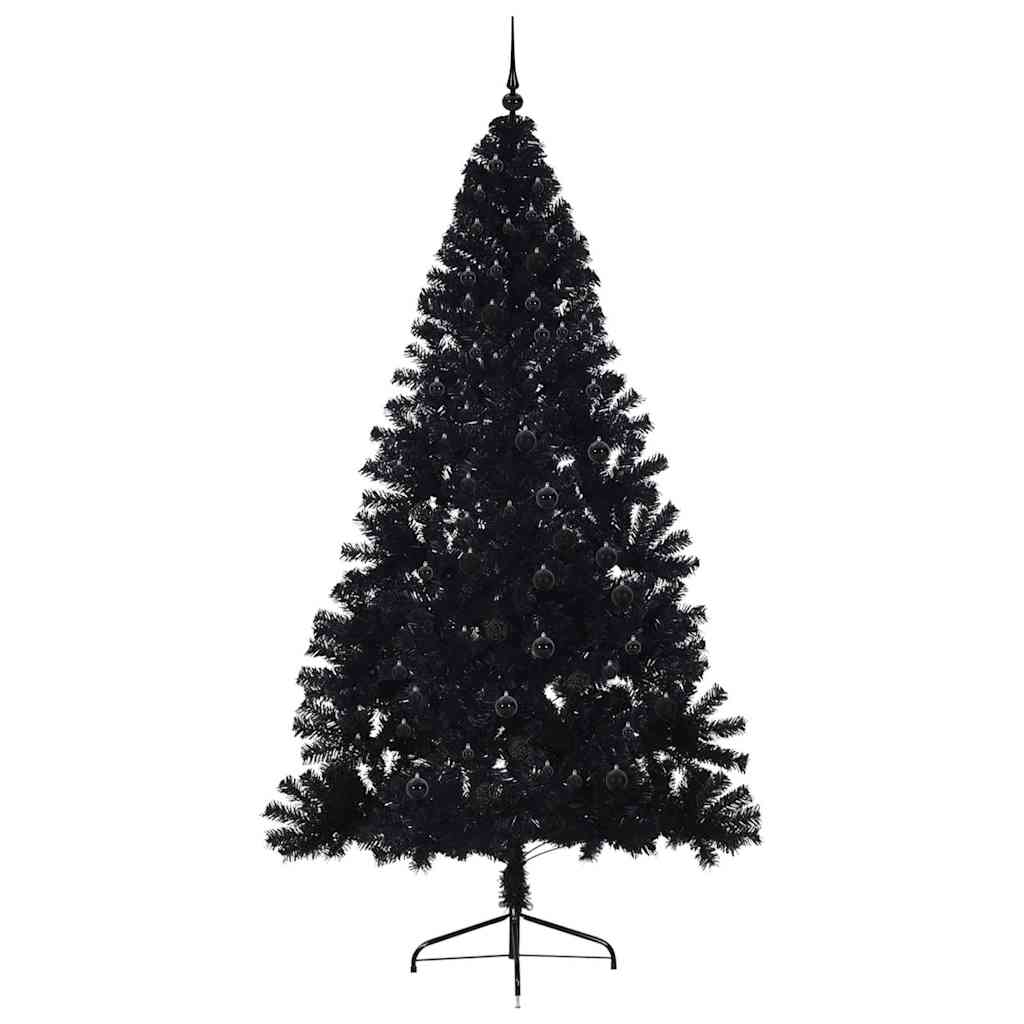 Kunstmatig Voorverlicht Kerstboom Met 300 Led Zwart 240 Cm Pvc Zwart
