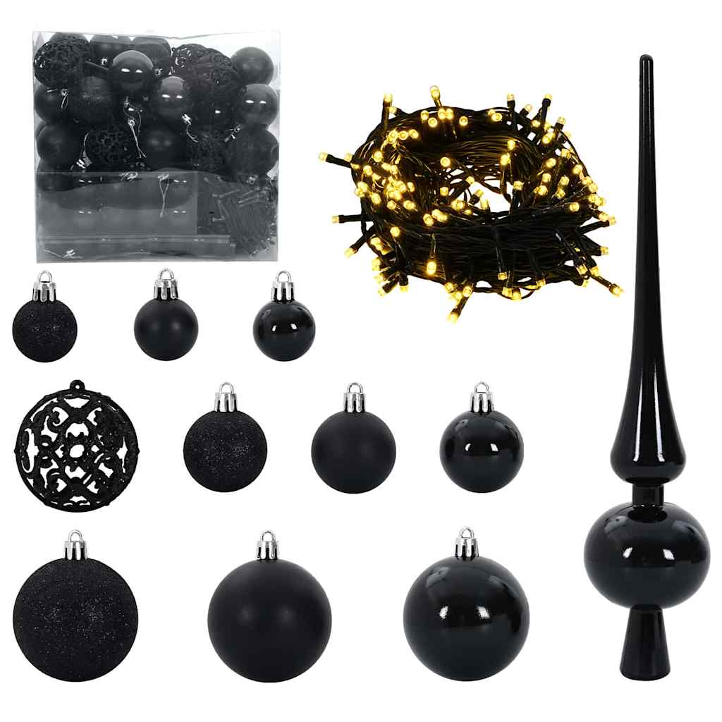 Kunstmatig Voorverlicht Kerstboom Met 300 Led Zwart 240 Cm Pvc Zwart