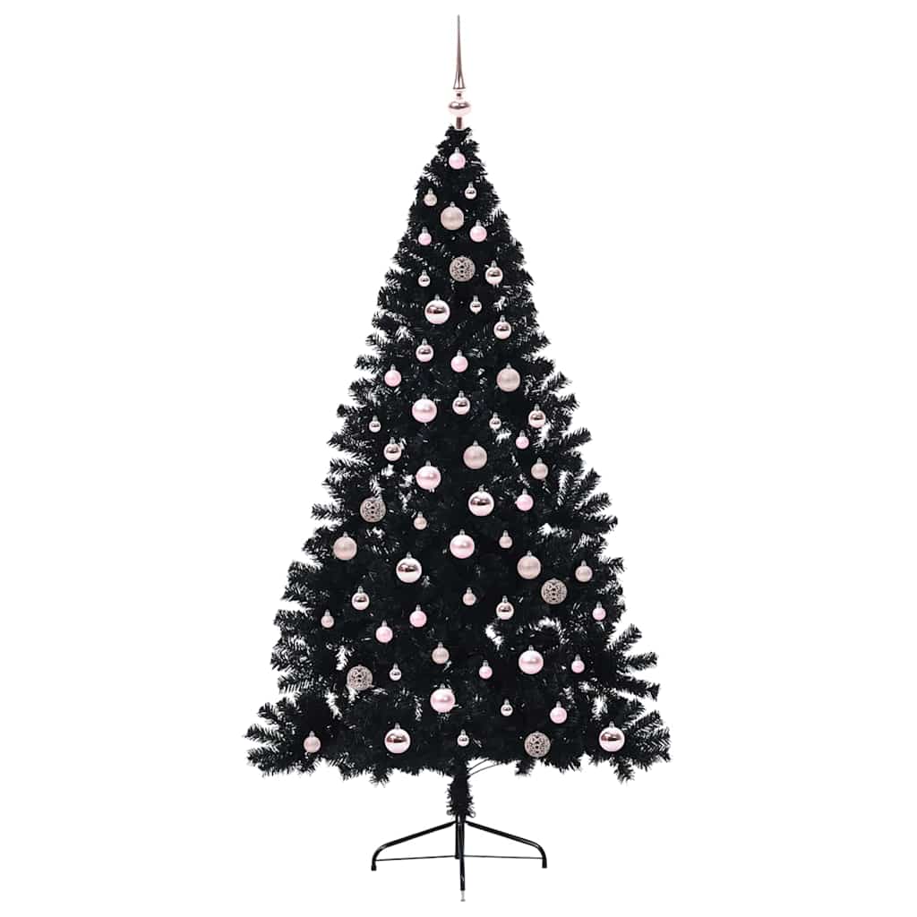 Kunstmatig Voorverlicht Kerstboom Met 300 Led Zwart 240 Cm Pvc Zwart