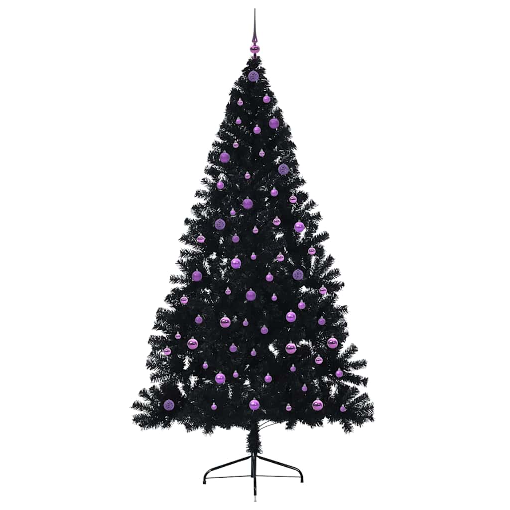 Kunstmatig Voorverlicht Kerstboom Met 300 Led Zwart 240 Cm Pvc Zwart