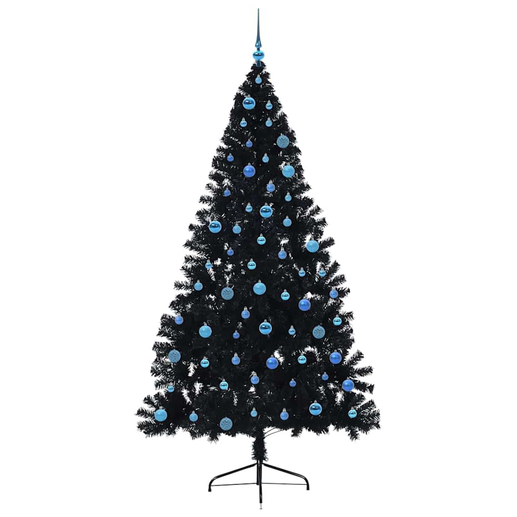 Kunstmatig Voorverlicht Kerstboom Met 300 Led Zwart 240 Cm Pvc Zwart
