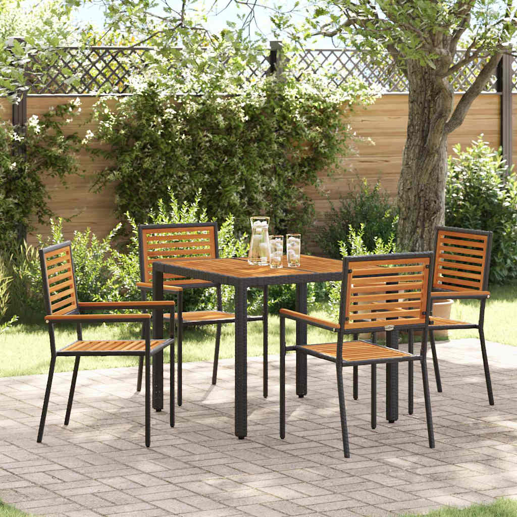 Tuin Eettafelset 5 St En Bruin Poly Rattan