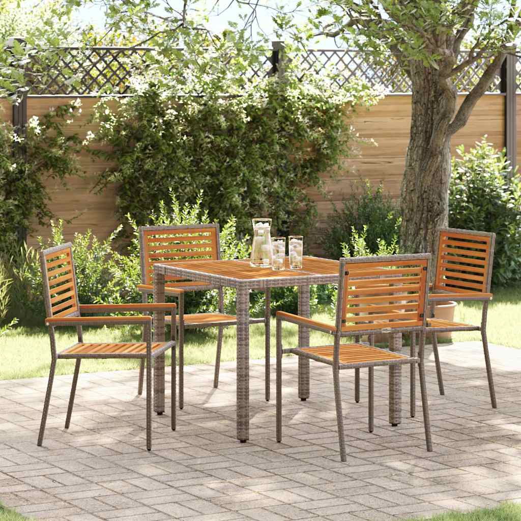 Tuin Eettafelset 5 St En Bruin Poly Rattan