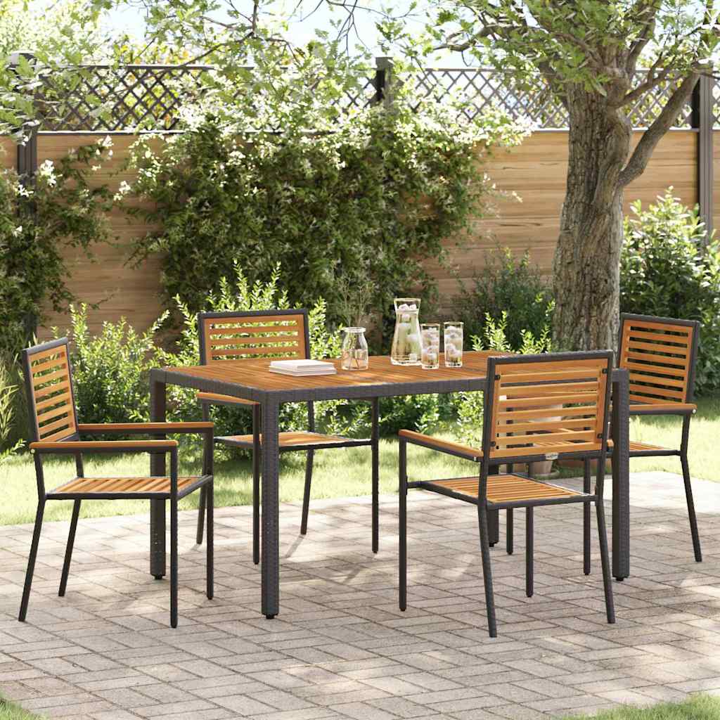 Tuin Eettafelset 5 St En Bruin Poly Rattan