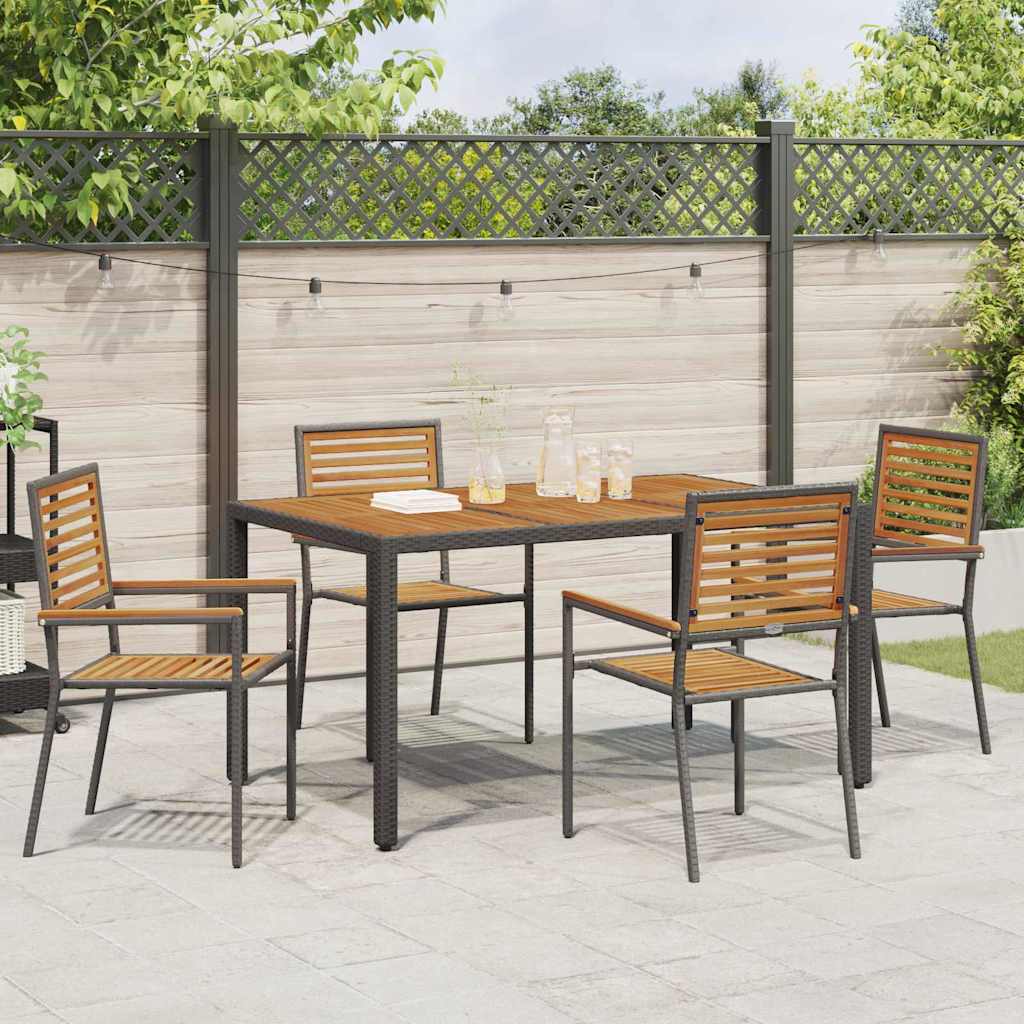 Tuin Eettafelset 5 St En Bruin Poly Rattan