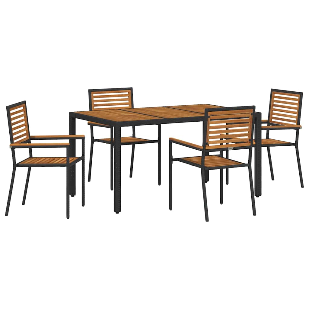 Tuin Eettafelset 5 St En Bruin Poly Rattan