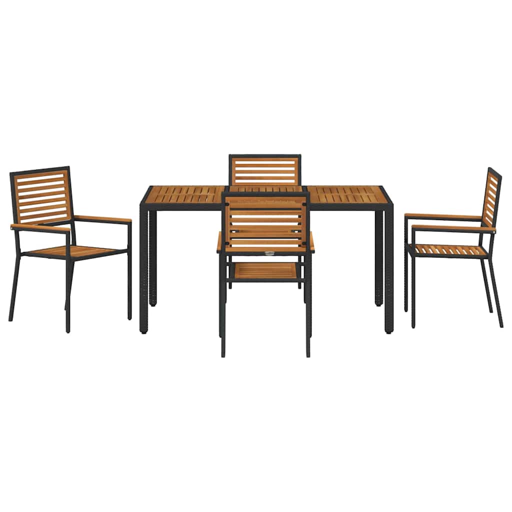 Tuin Eettafelset 5 St En Bruin Poly Rattan