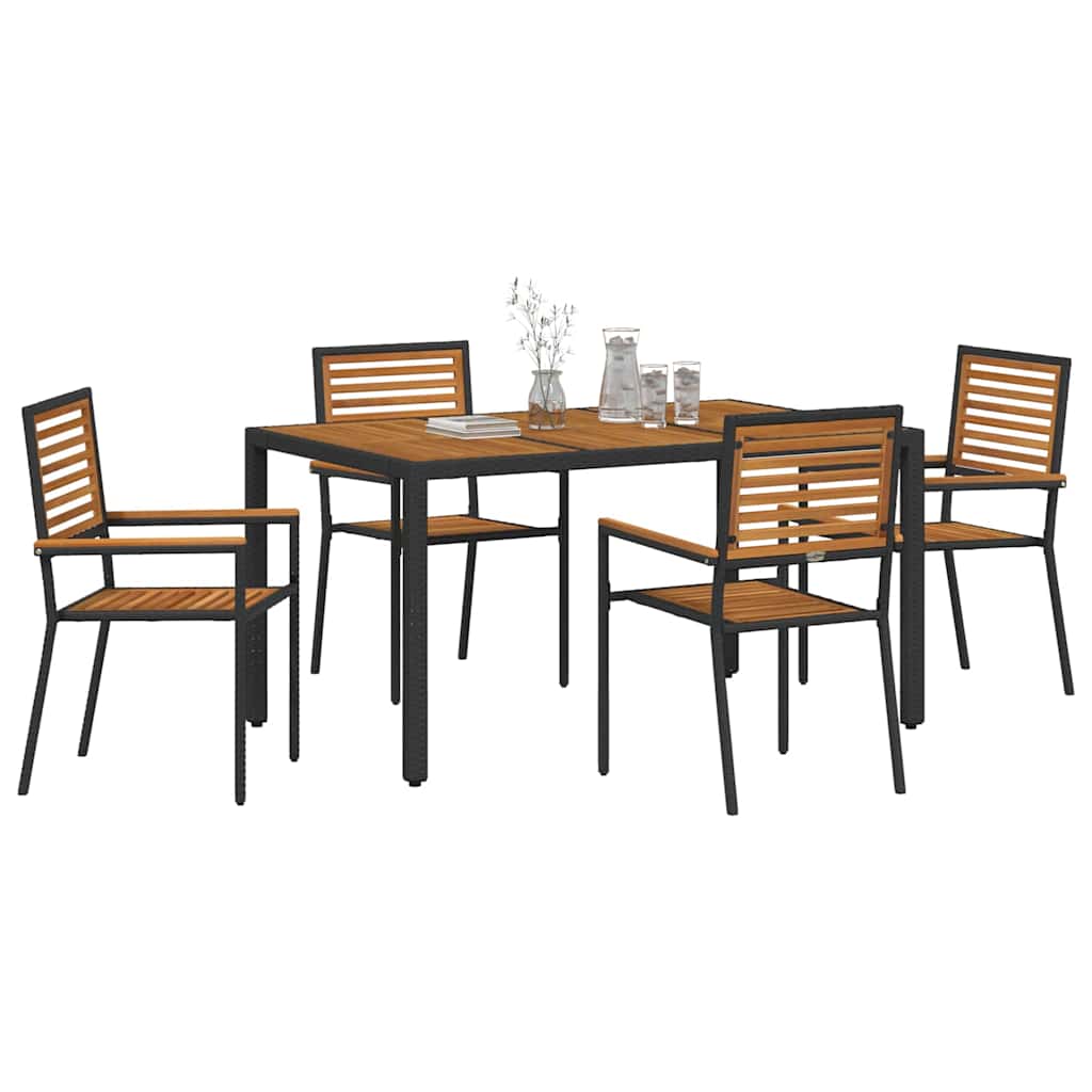 Tuin Eettafelset 5 St En Bruin Poly Rattan
