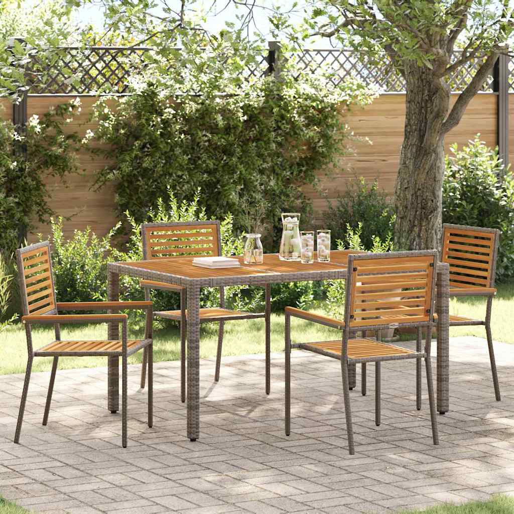 Tuin Eettafelset 5 St En Bruin Poly Rattan