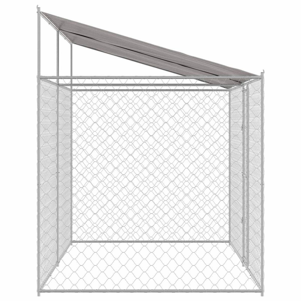 Hondenkooi Met Dak Zilver 400 X 200 X 256 Cm Staal En Pe