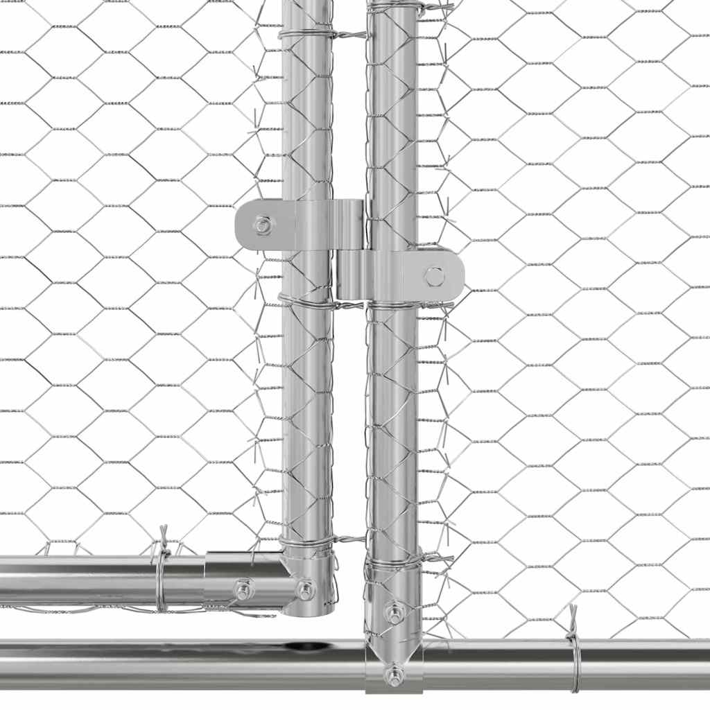 Kippenhok Met 3 St Zilver 600X200X200Cm Staal En Pe