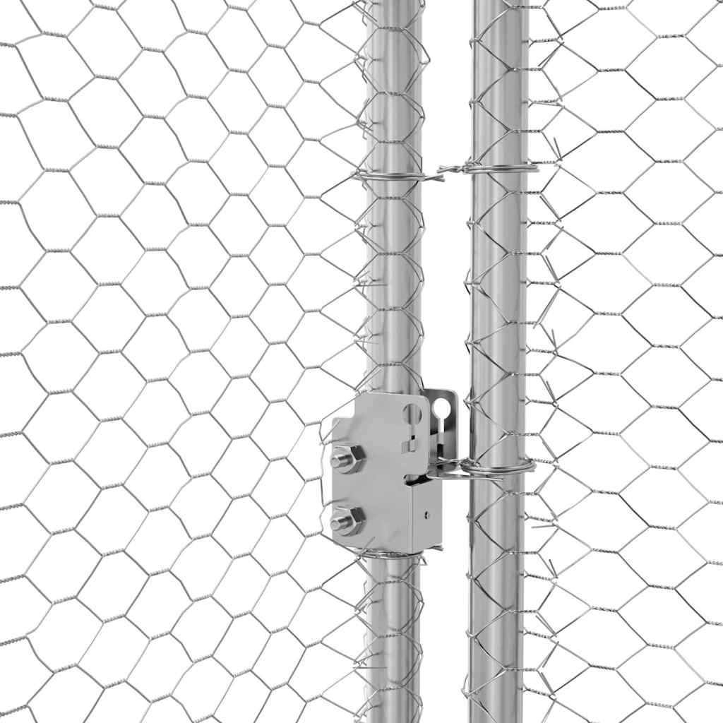 Kippenhok Met 3 St Zilver 600X200X200Cm Staal En Pe