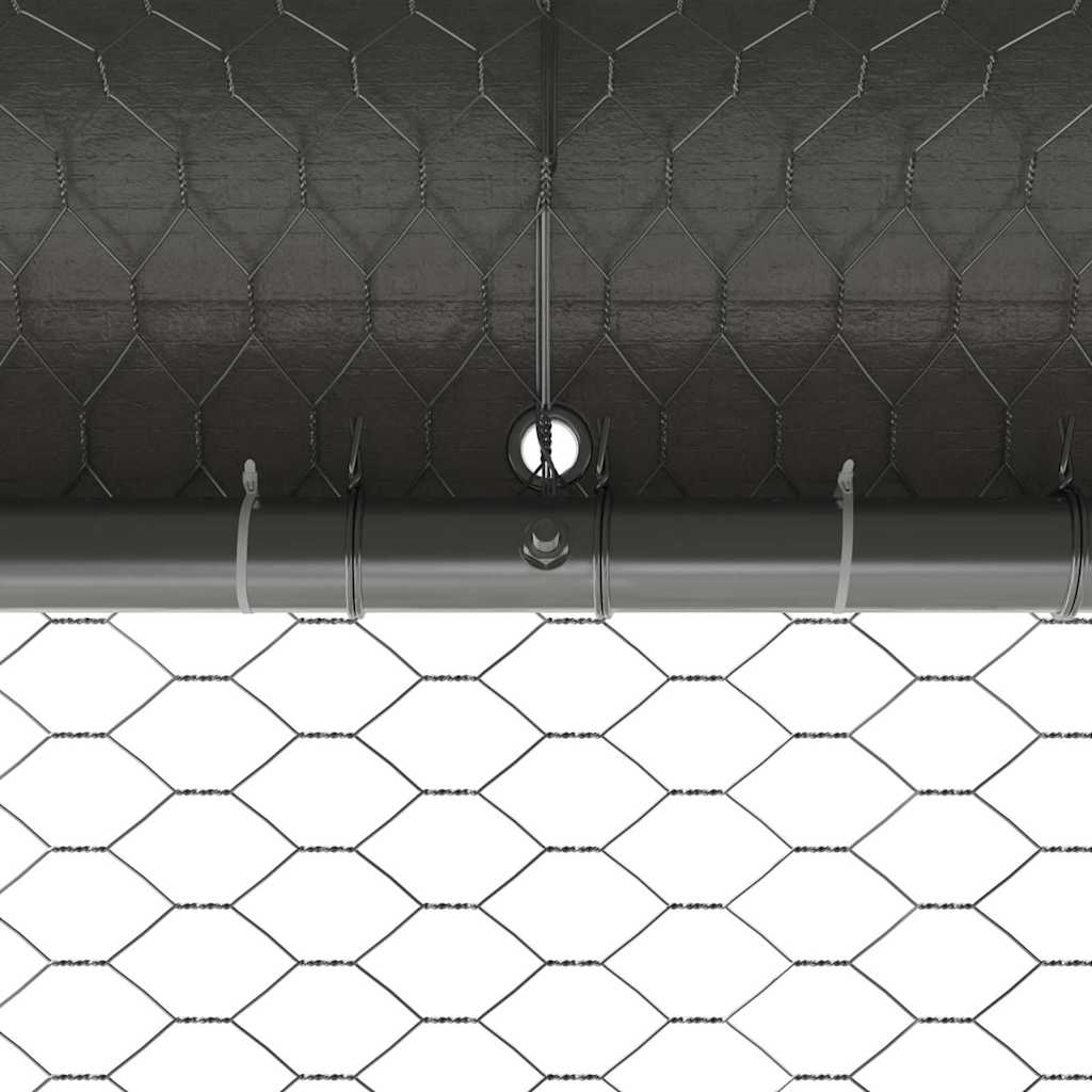 Kippenhok Met 3 St Zilver 600X200X200Cm Staal En Pe