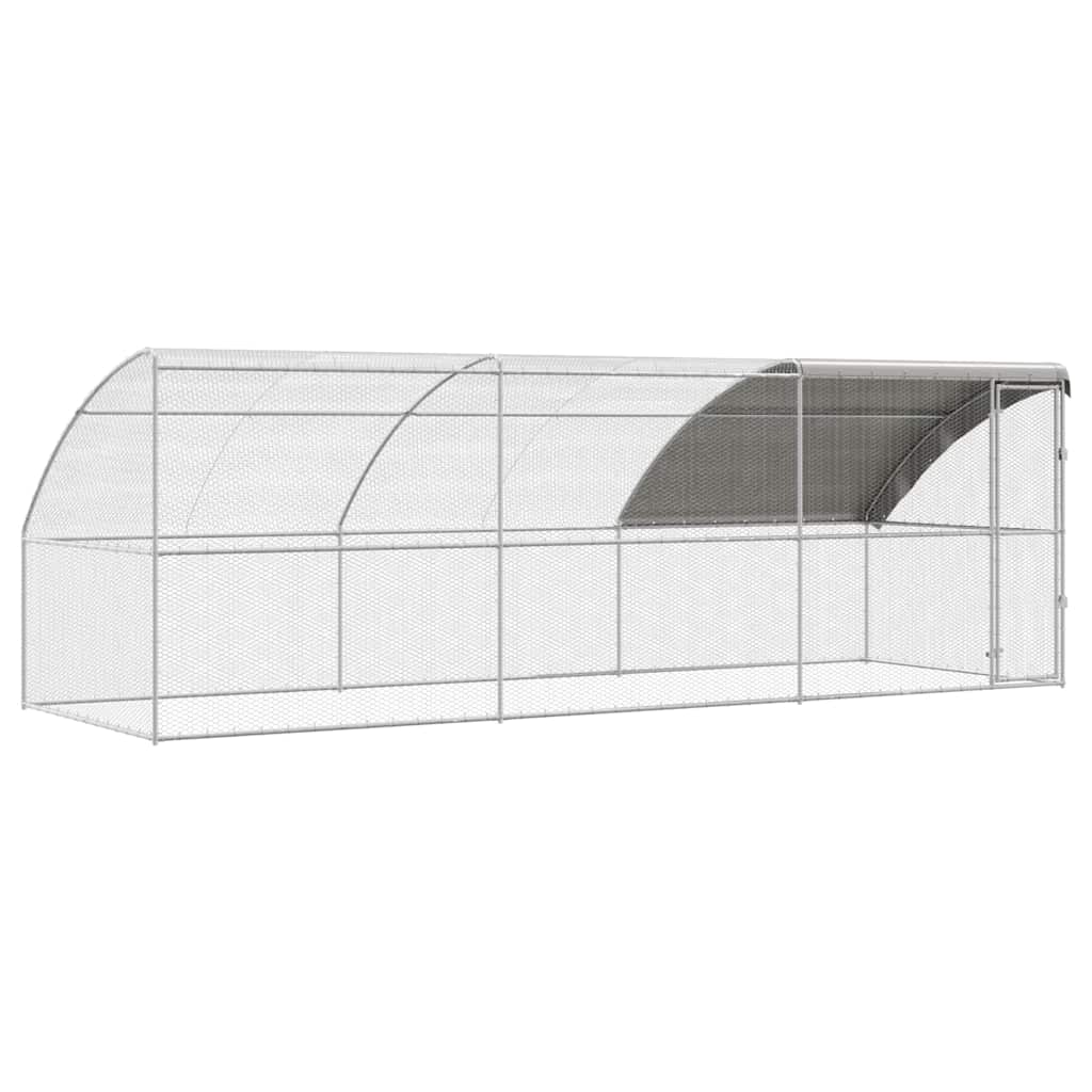 Kippenhok Met 3 St Zilver 600X200X200Cm Staal En Pe