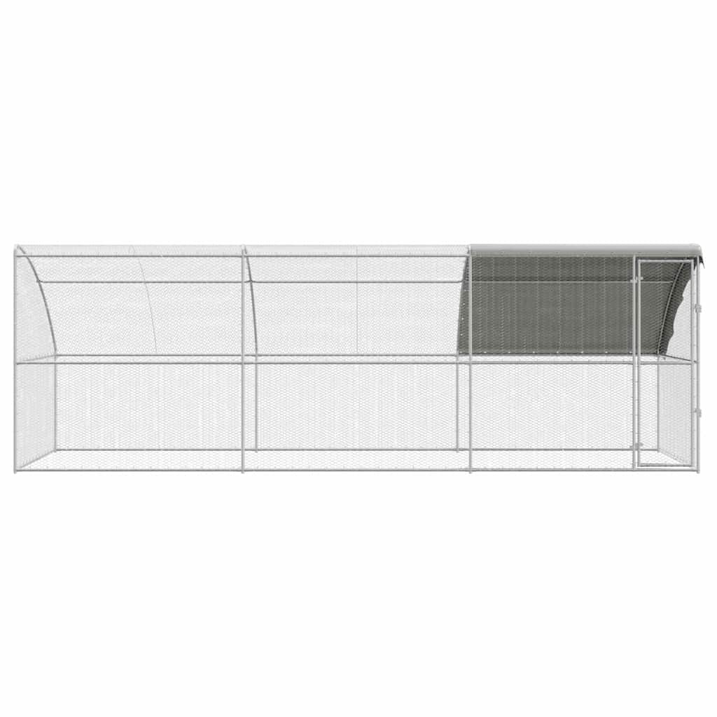 Kippenhok Met 3 St Zilver 600X200X200Cm Staal En Pe