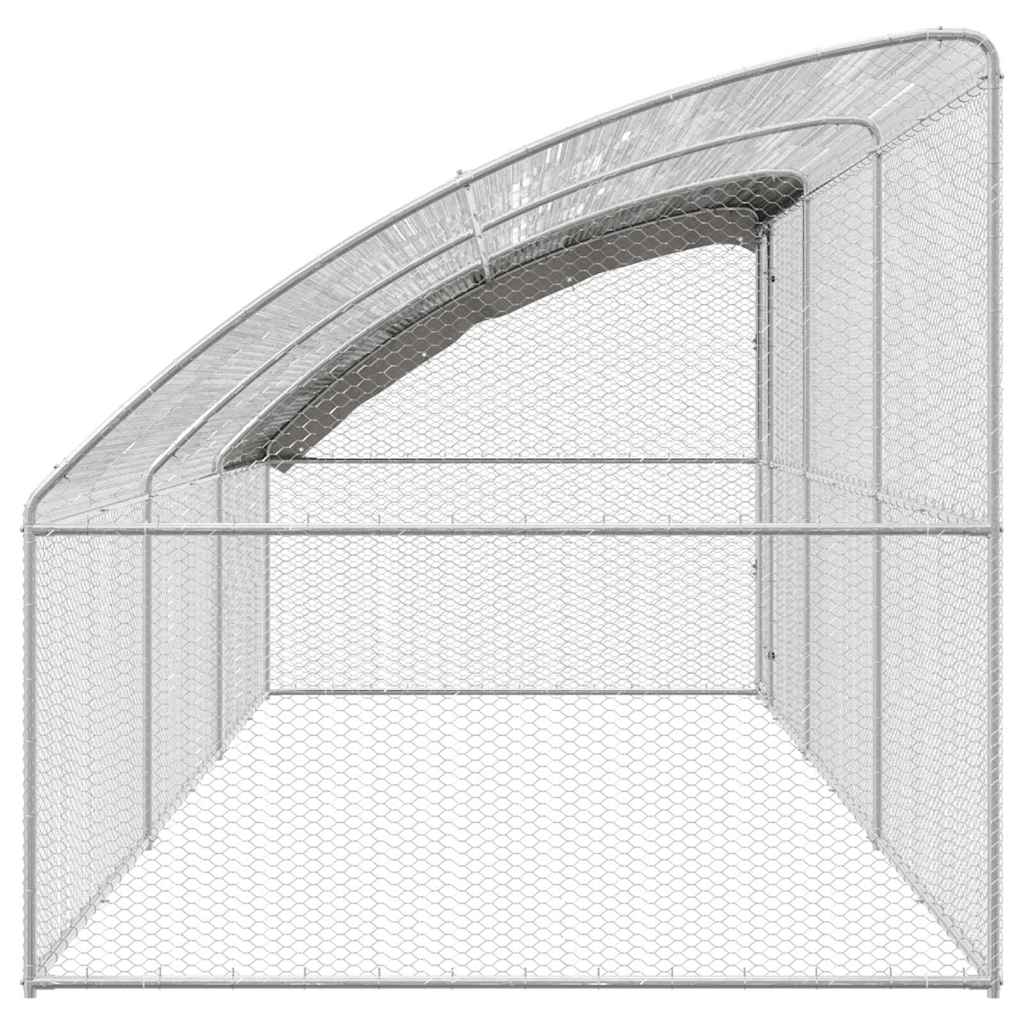 Kippenhok Met 3 St Zilver 600X200X200Cm Staal En Pe