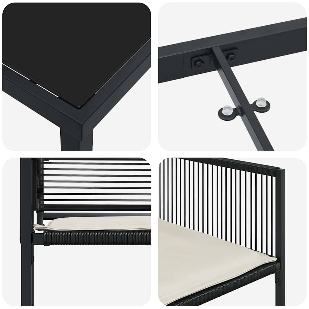 Tuin Eettafelset 5 St Zwart Poly Rattan