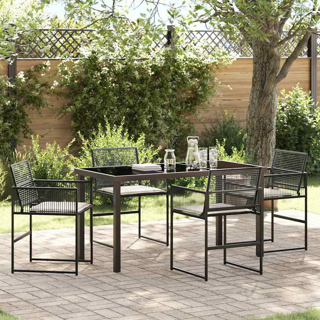 Tuin Eettafelset 5 St Zwart Poly Rattan