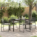 Tuin Eettafelset 5 St Zwart Poly Rattan