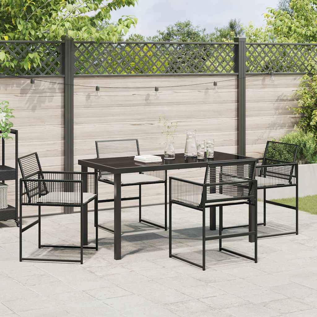 Tuin Eettafelset 5 St Zwart Poly Rattan