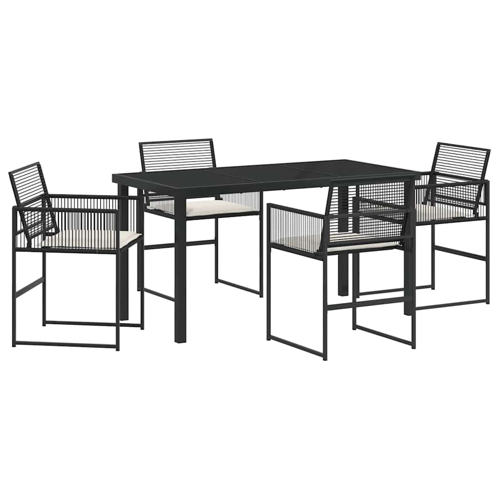 Tuin Eettafelset 5 St Zwart Poly Rattan