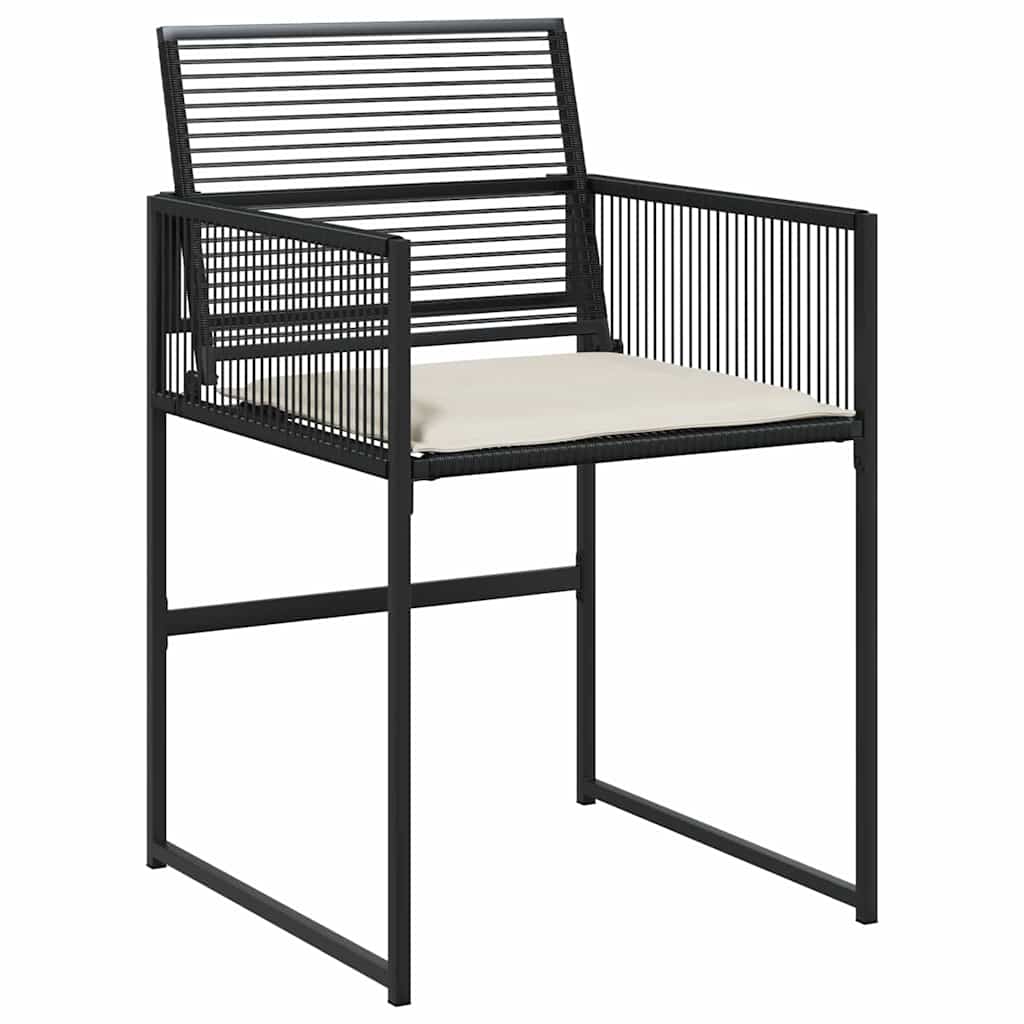 Tuin Eettafelset 5 St Zwart Poly Rattan
