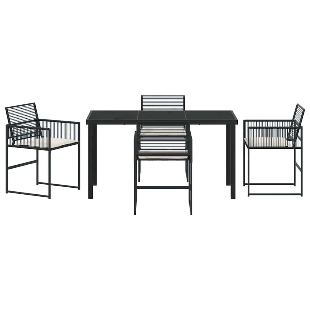Tuin Eettafelset 5 St Zwart Poly Rattan