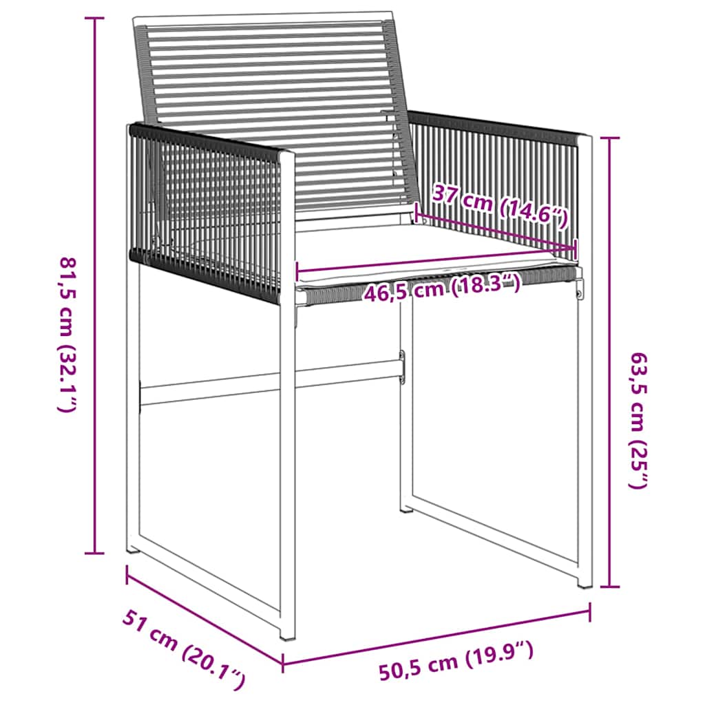 Tuin Eettafelset 5 St Zwart Poly Rattan