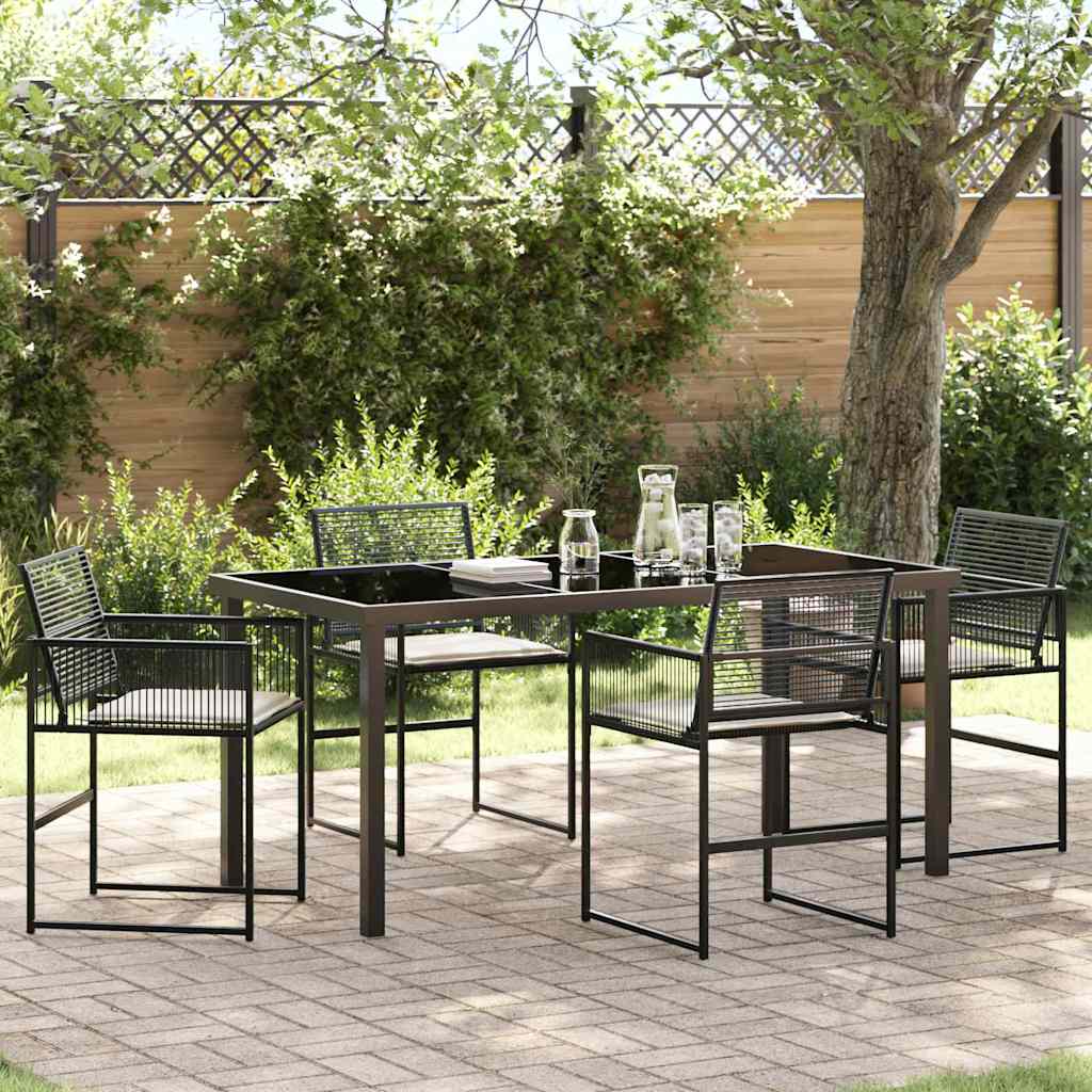 Tuin Eettafelset 5 St Zwart Poly Rattan