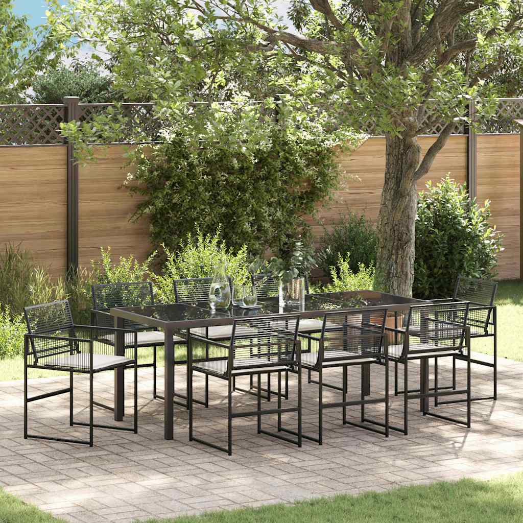Tuin Eettafelset 5 St Zwart Poly Rattan