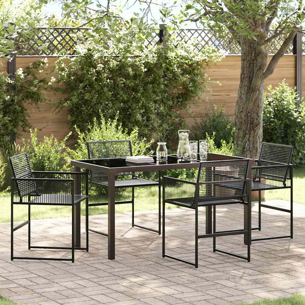 Tuin Eettafelset 5 St Zwart Poly Rattan