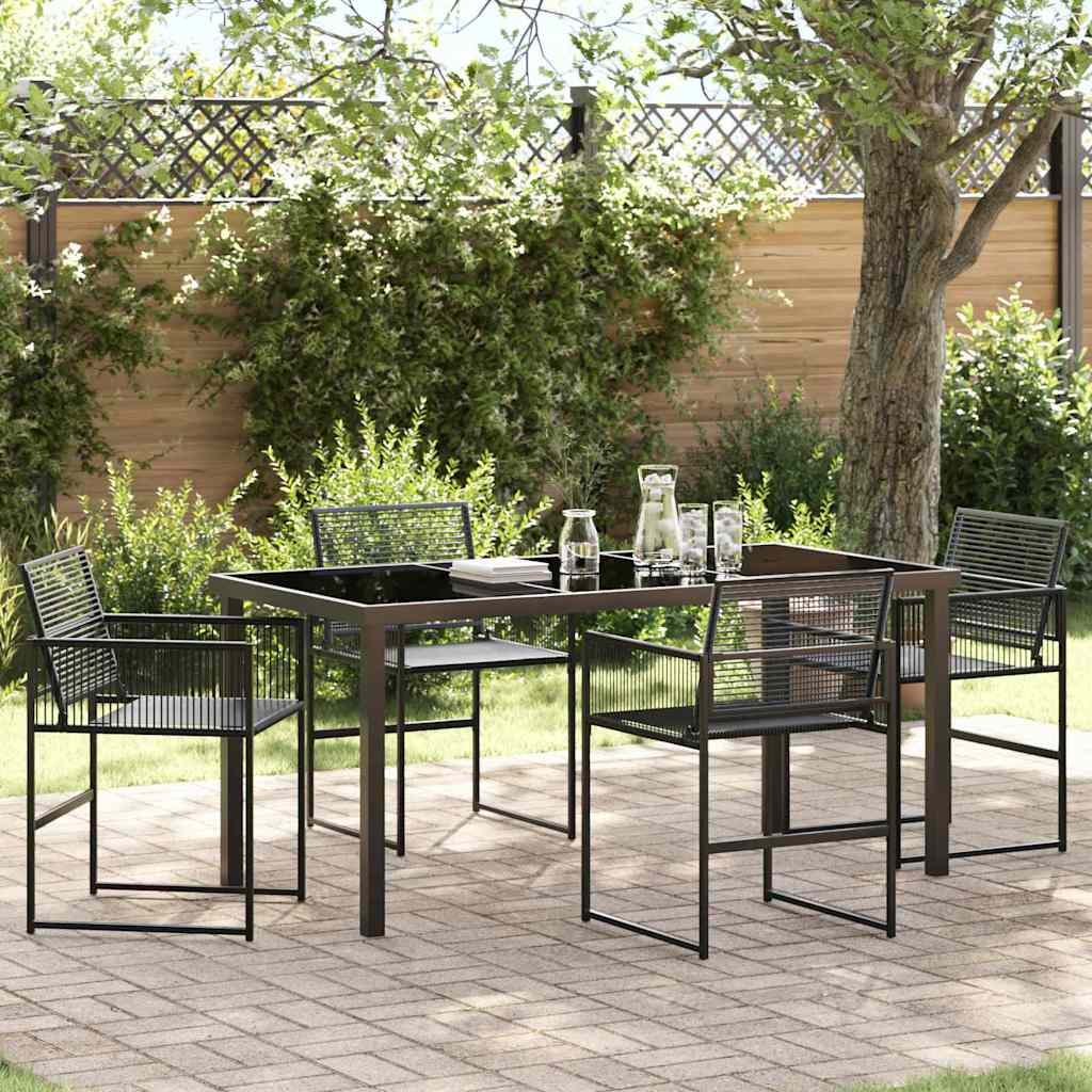 Tuin Eettafelset 5 St Zwart Poly Rattan