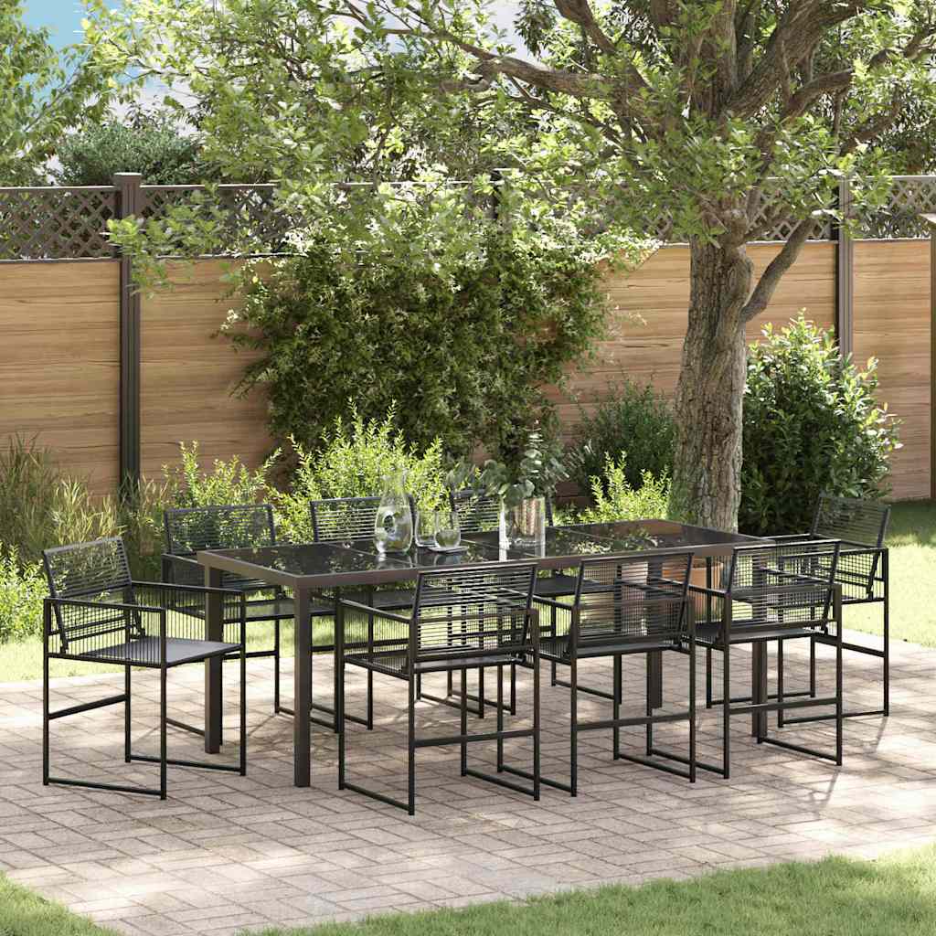 Tuin Eettafelset 5 St Zwart Poly Rattan