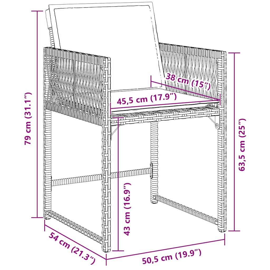 Tuin Eettafelset 5 St Poly Rattan