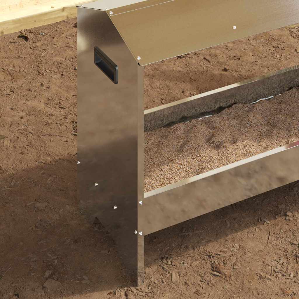 Kippen Voederbak Zilver 81 X 32 X 53,5 Cm