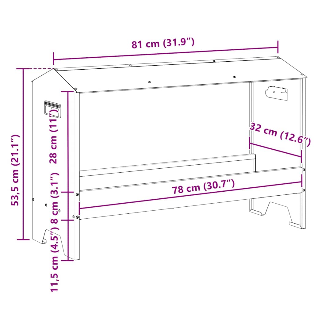 Kippen Voederbak Zilver 81 X 32 X 53,5 Cm