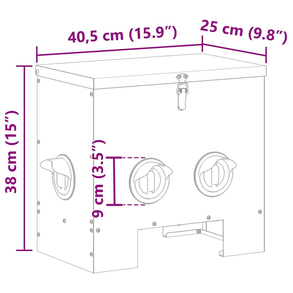 Kip Voerbak 40,5 X 25 X 38 Cm 20 Kg Koudgewalst Staal