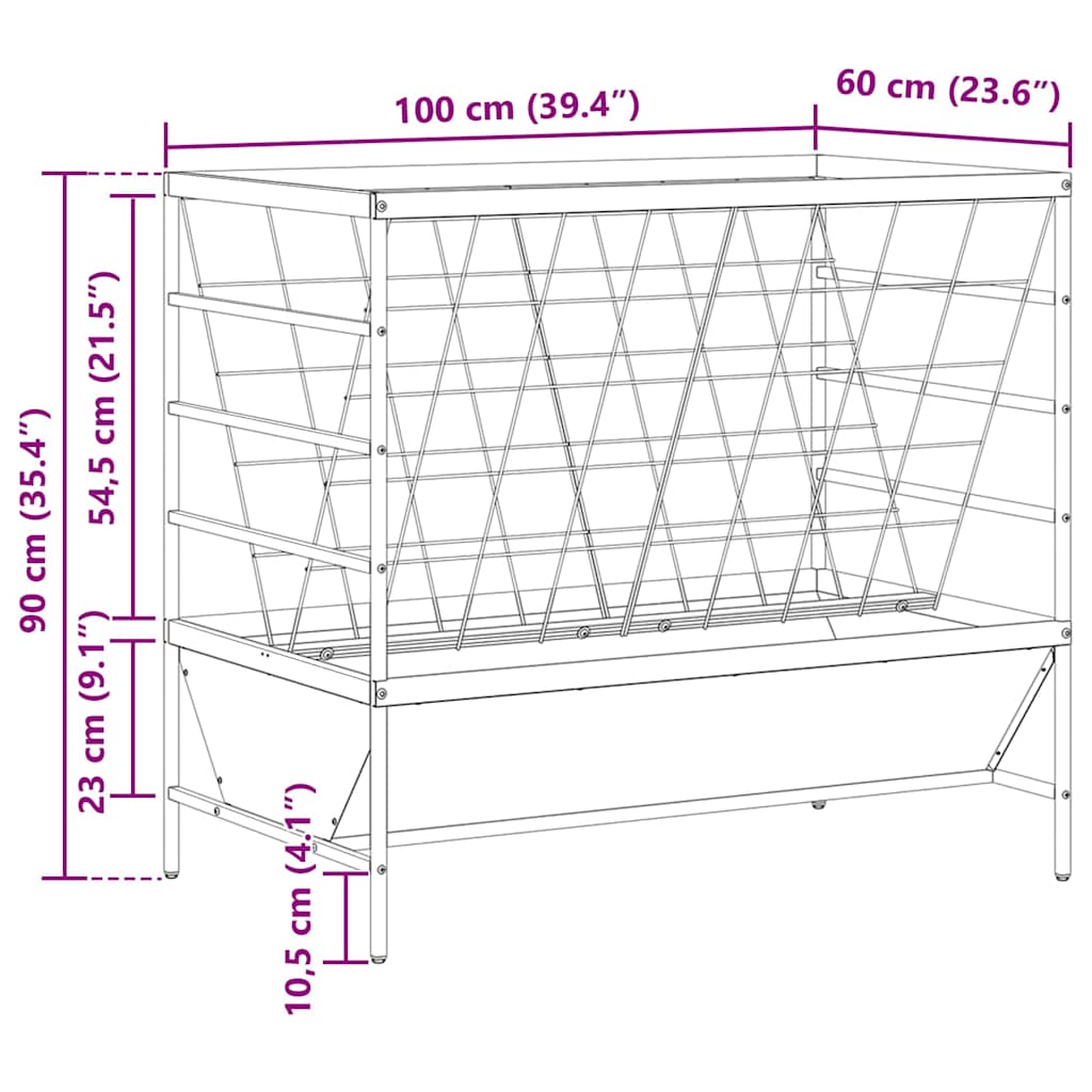 Vee Voeder Zilver 100 X 60 X 90 Cm 15 Kg Gegalvaniseerd Staal