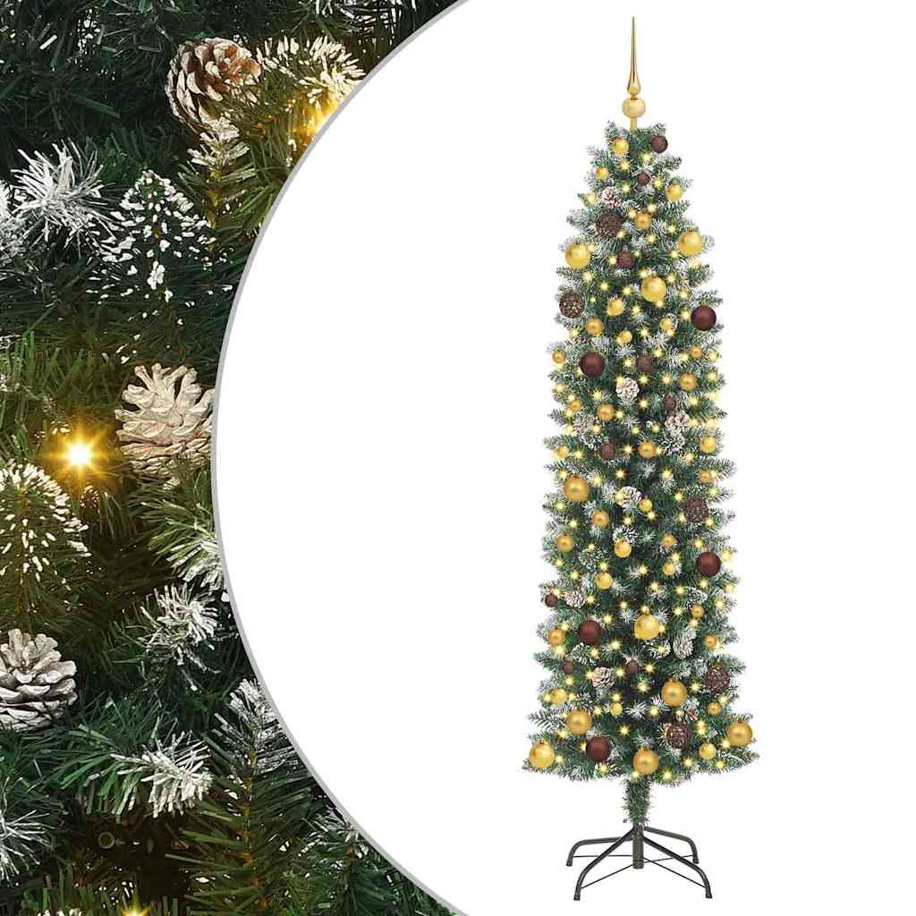 Kunstmatige Slanke Kerstboom Groen En Wit