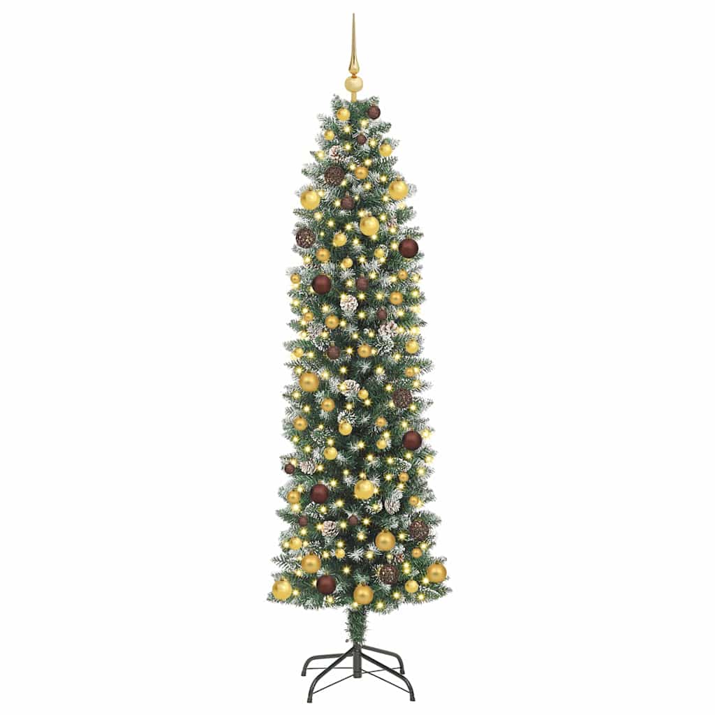 Kunstmatige Slanke Kerstboom Groen En Wit