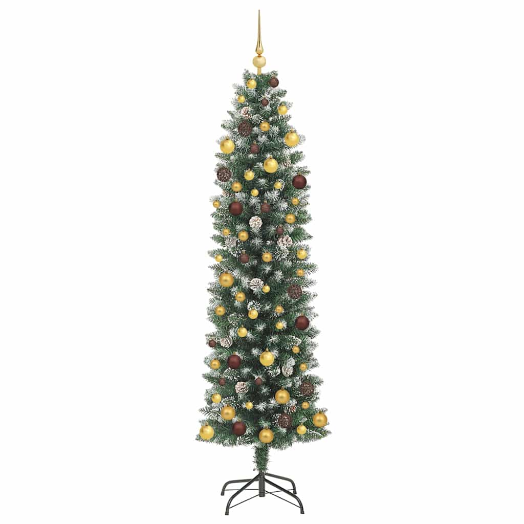 Kunstmatige Slanke Kerstboom Groen En Wit