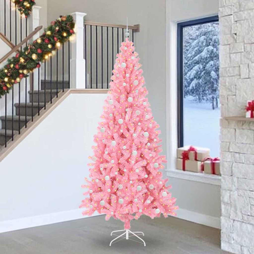 Kerstboom Met 300 Led Met Standaard Pvc Roze