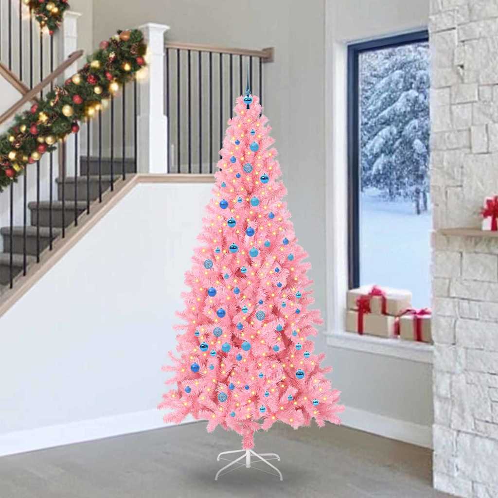 Kerstboom Met 300 Led Met Standaard Pvc Roze